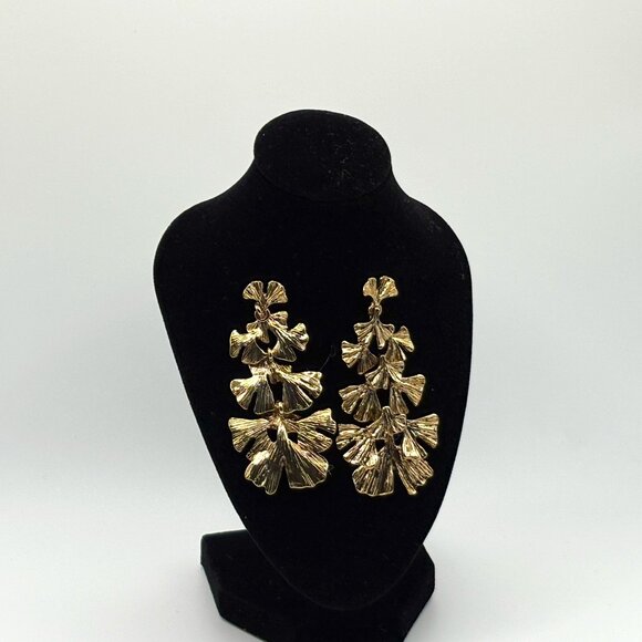 Gold Kenneth Jay Lane Cluster Chandelier Earrings - Picture 1 of 1